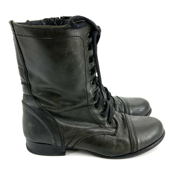 Size 9M Steve Madden Combat Troopa Green Boots - Picture 6 of 8